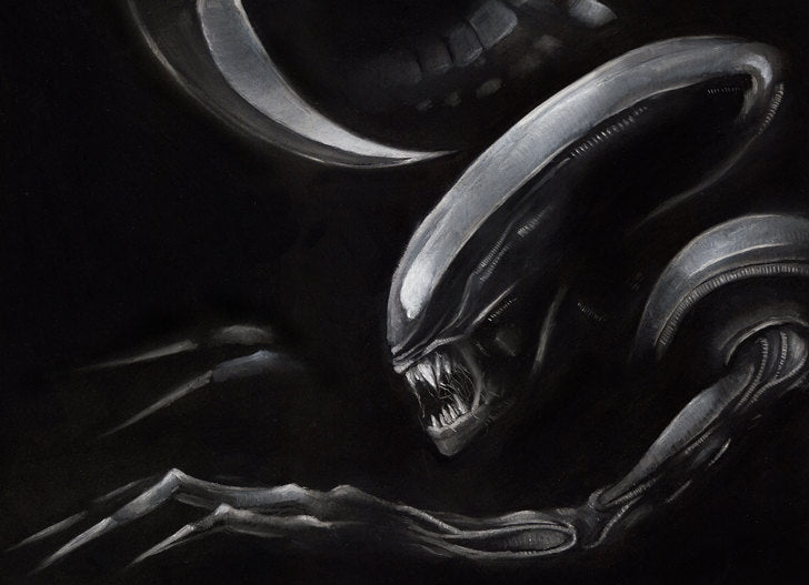 Xenomorph charcoal art priint