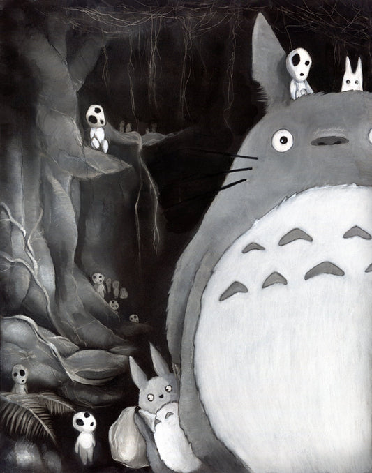 My Neighbor Totoro Kodama Charcoal art print