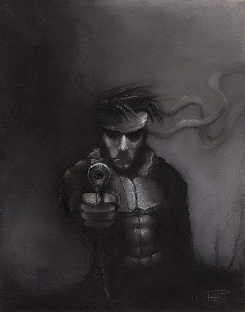 Metal Gear Solid - Solid Snake illustration charcoal art print