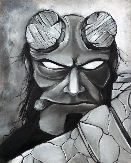 Hellboy charcoal print